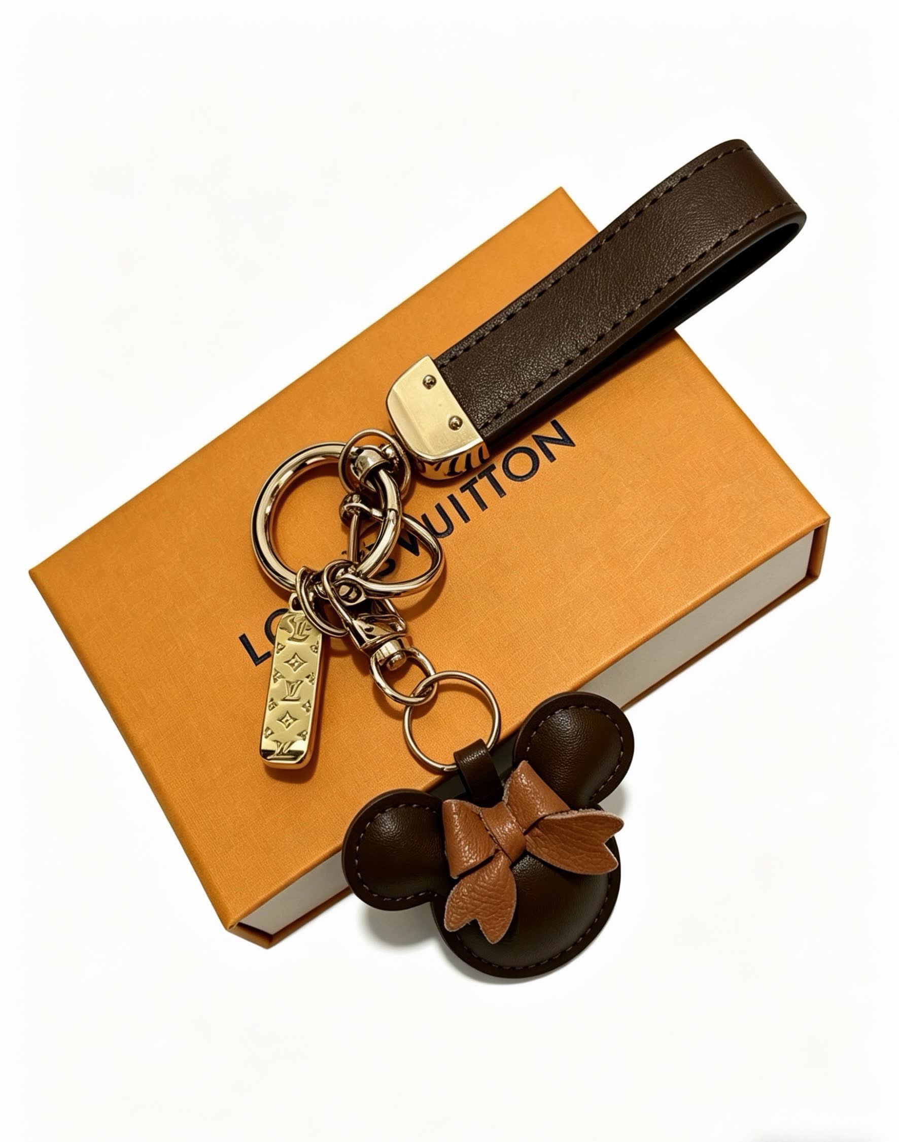 Louis Vuitton Leather Keychain with Mickey Mouse Charm Louis Vuitton Leather Keychain with Mickey Mouse Charm